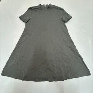 H&M Black T-Shirt Dress Women's S Black Short Sleeve Mock Neck Stretch A-Line